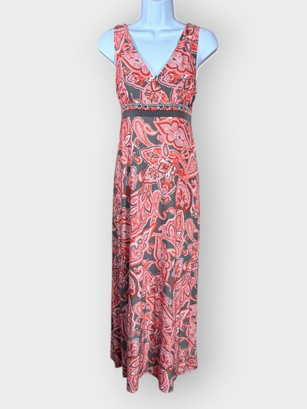 Vtg Y2K Inc Baby Doll Maxi Dress | Med Pet | Peach Paisley | Festival Boho